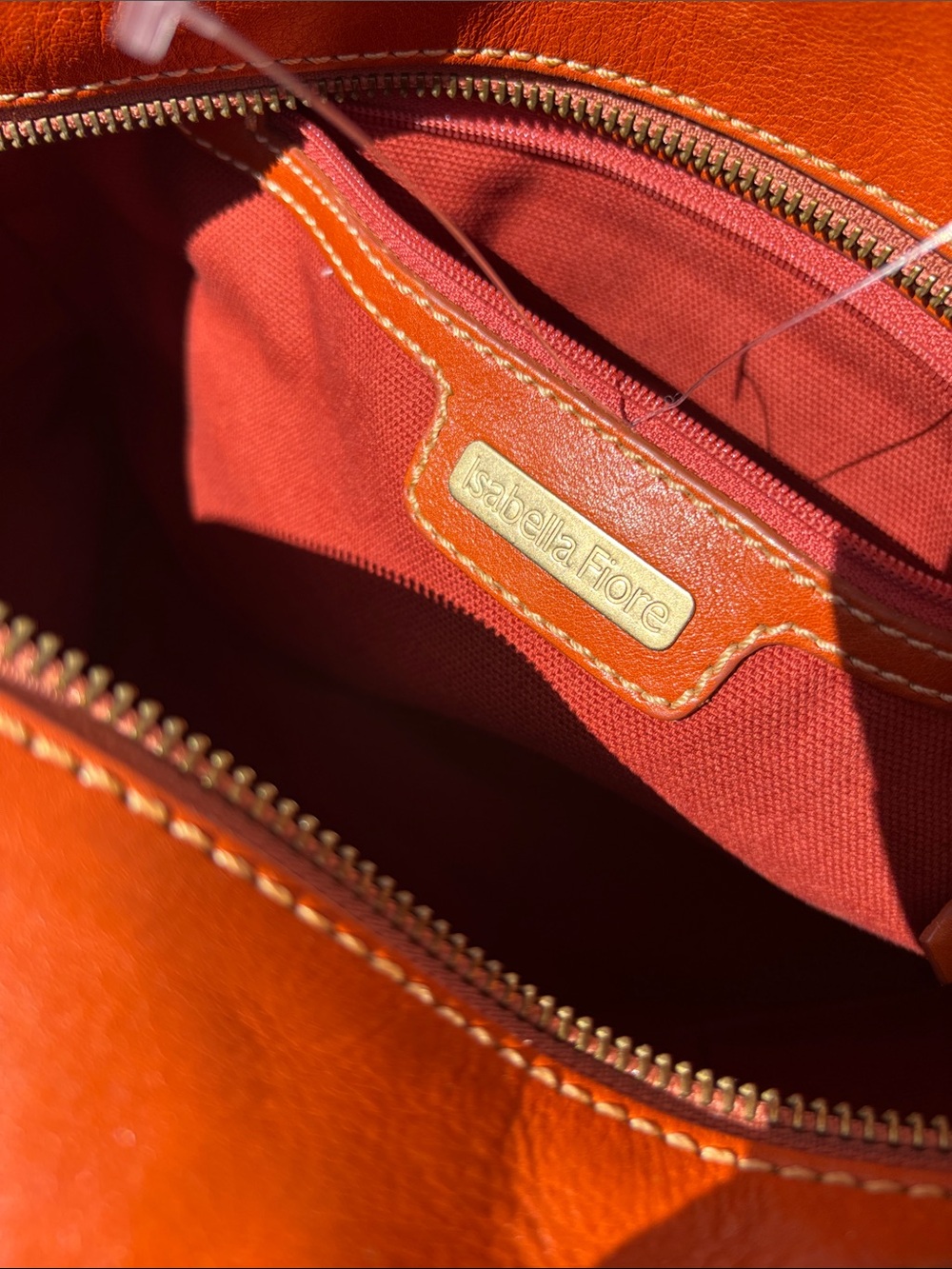 Isabella Fiore Leather Stiched Lrge Satchel, Vintage Panama Scarf, Gorgeous - Picture 7 of 11